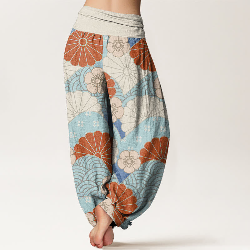 Cotton Wave Print Relaxed Meditation Harem Pants