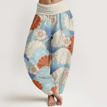 Cotton Wave Print Relaxed Meditation Harem Pants