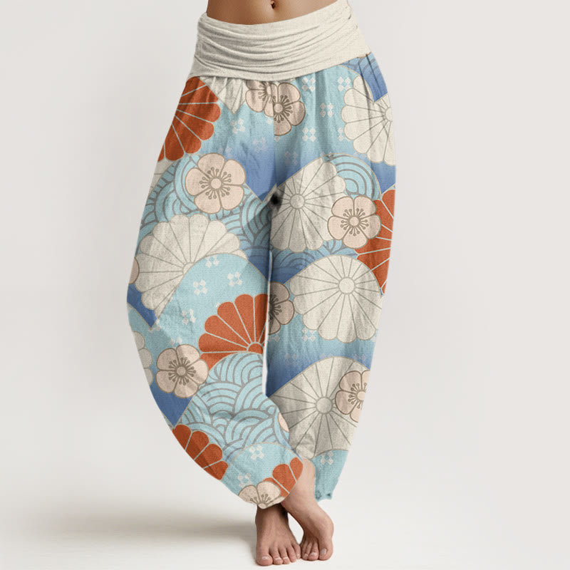 Cotton Wave Print Relaxed Meditation Harem Pants
