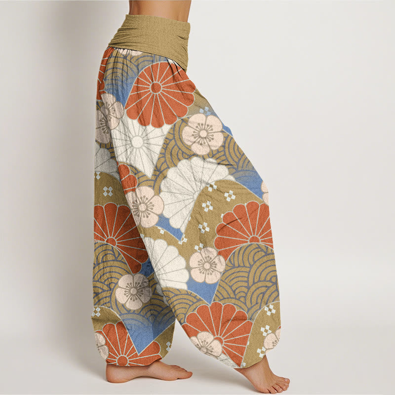 Cotton Wave Print Relaxed Meditation Harem Pants
