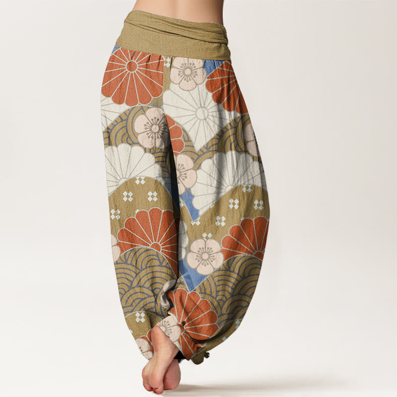 Cotton Wave Print Relaxed Meditation Harem Pants