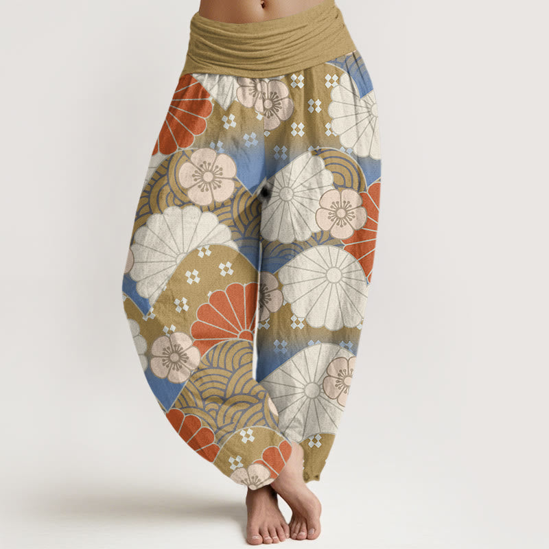 Cotton Wave Print Relaxed Meditation Harem Pants