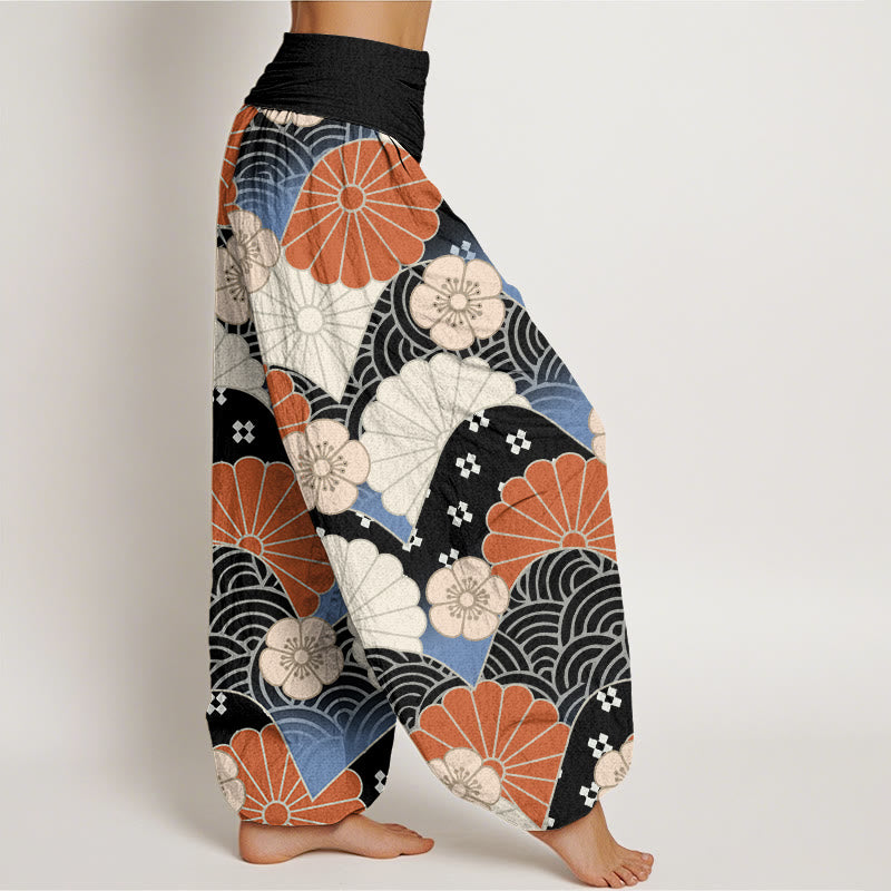Cotton Wave Print Relaxed Meditation Harem Pants