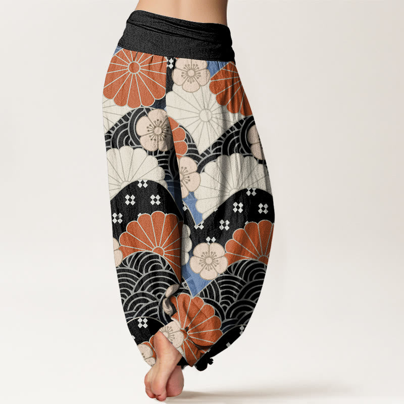 Cotton Wave Print Relaxed Meditation Harem Pants