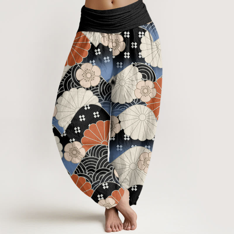 Cotton Wave Print Relaxed Meditation Harem Pants