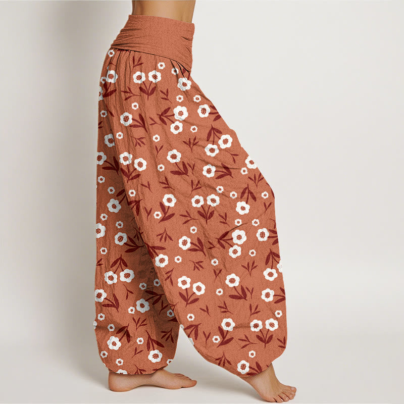 Breathable Cotton Botanical Print Meditation Harem Pants