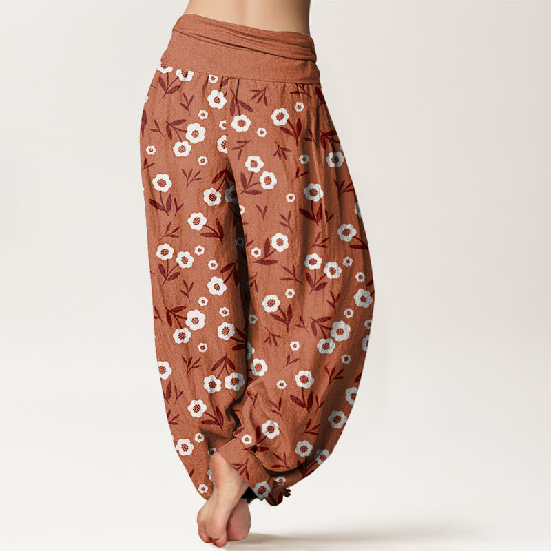 Breathable Cotton Botanical Print Meditation Harem Pants