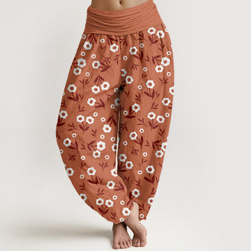 Breathable Cotton Botanical Print Meditation Harem Pants