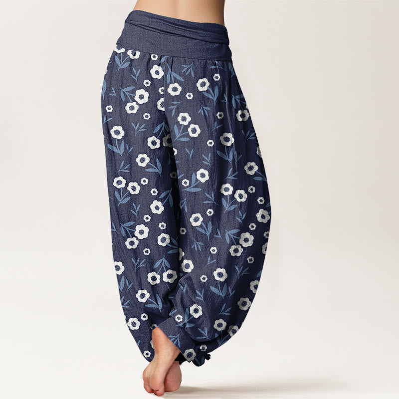 Breathable Cotton Botanical Print Meditation Harem Pants
