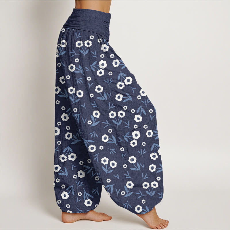 Breathable Cotton Botanical Print Meditation Harem Pants