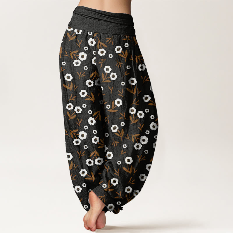 Breathable Cotton Botanical Print Meditation Harem Pants