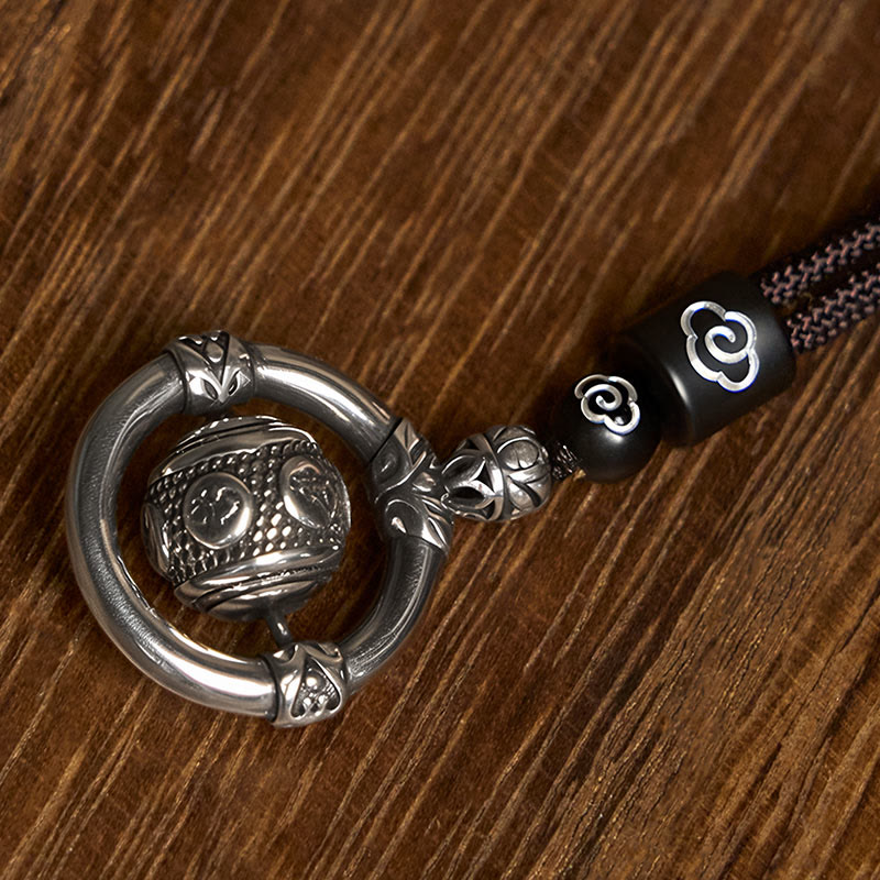 Om Mani Padme Hum Copper Plated Silver Wealth Rotating Necklace Pendant