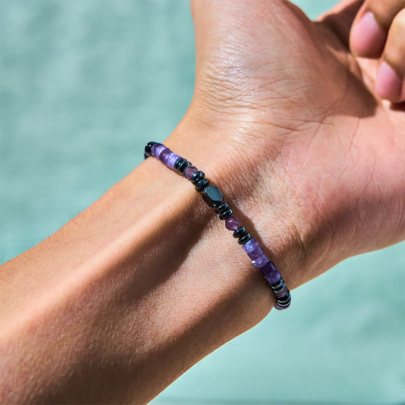 Handcrafted Amethyst and Hematite Spiritual Awareness Energy Bracelet