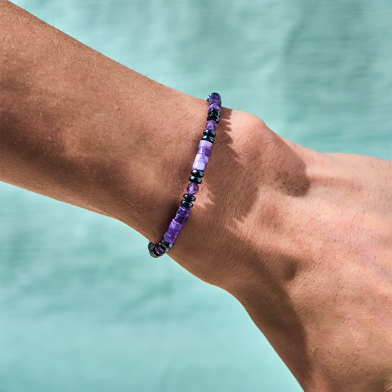 Handcrafted Amethyst and Hematite Spiritual Awareness Energy Bracelet