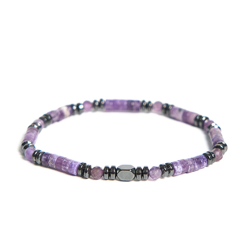 Handcrafted Amethyst and Hematite Spiritual Awareness Energy Bracelet