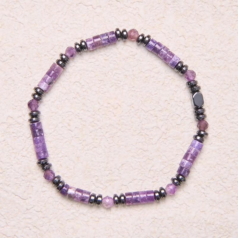 Handcrafted Amethyst and Hematite Spiritual Awareness Energy Bracelet
