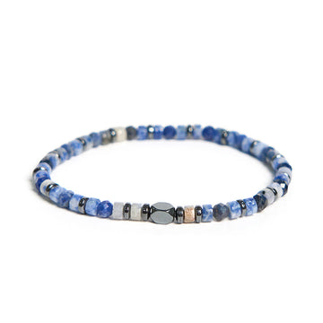 Triple Stone Sodalite Hematite and Blue Aventurine Beaded Energy Bracelet
