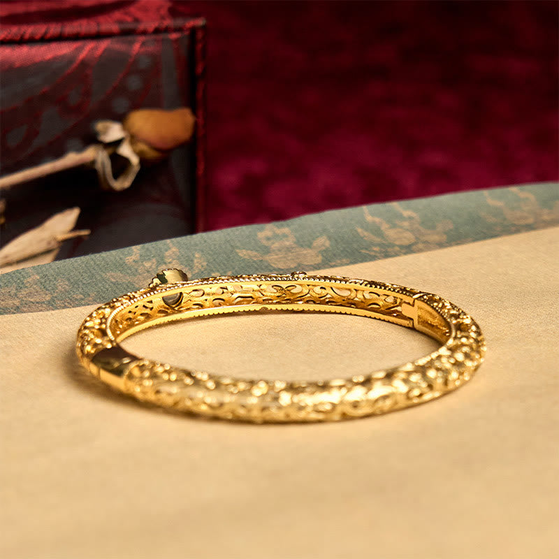 Cloud Pattern Jade Copper Luck Bracelet Bangle 2.36 IN (60 MM)