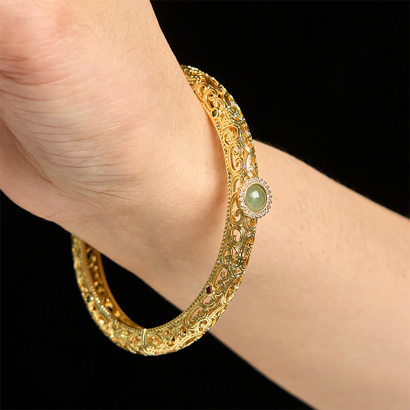 Cloud Pattern Jade Copper Luck Bracelet Bangle 2.36 IN (60 MM)