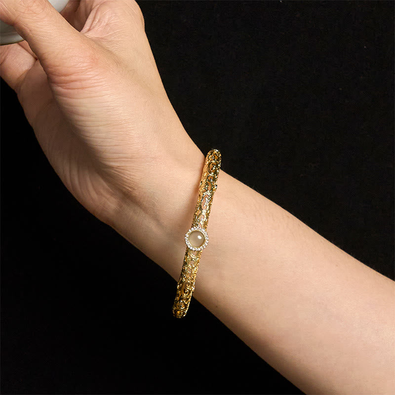 Cloud Pattern Jade Copper Luck Bracelet Bangle 2.36 IN (60 MM)