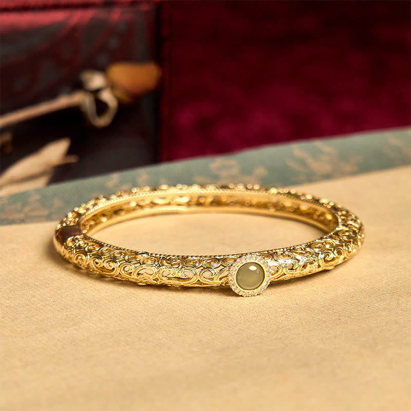 Cloud Pattern Jade Copper Luck Bracelet Bangle 2.36 IN (60 MM)