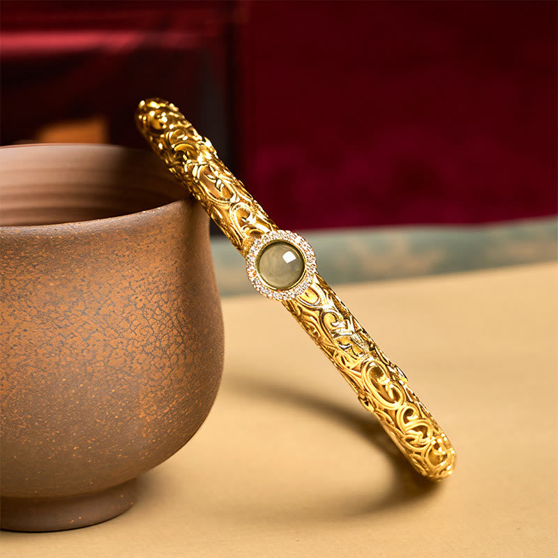 Cloud Pattern Jade Copper Luck Bracelet Bangle 2.36 IN (60 MM)