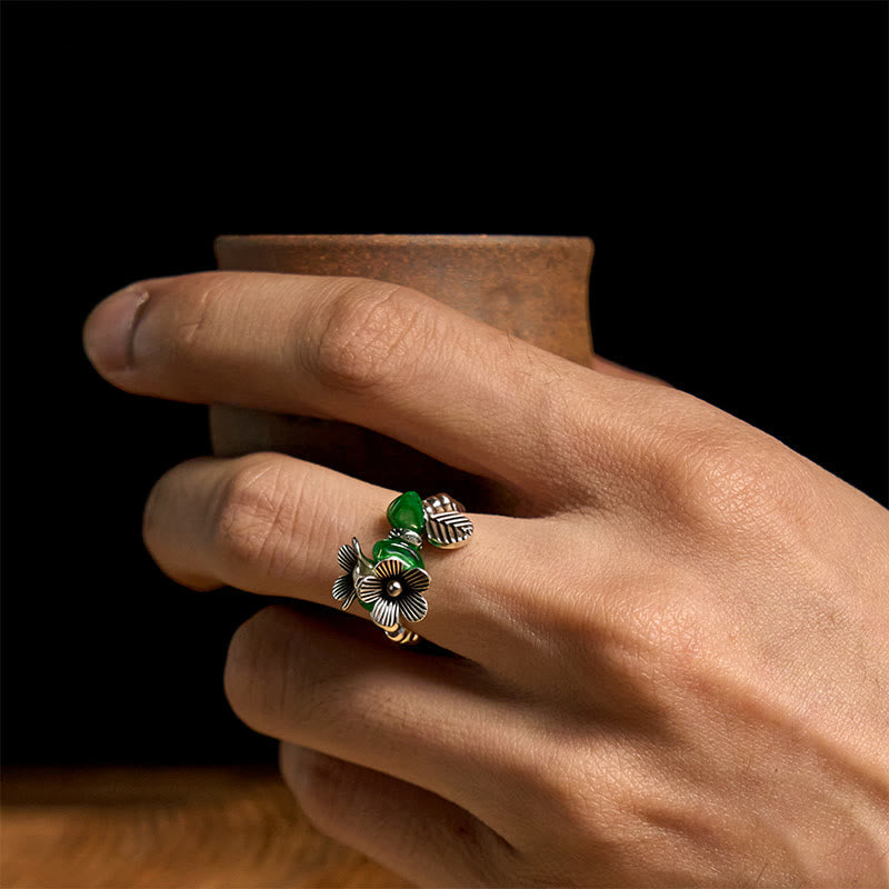 Floral Patterned Copper Alloy Elastic Rope Ring
