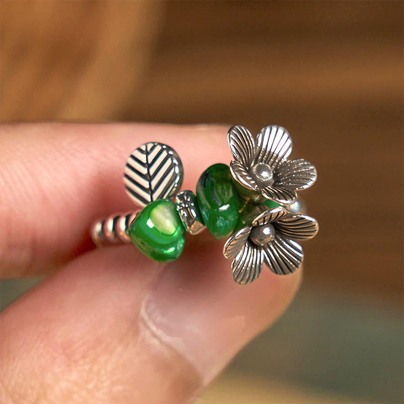 Floral Patterned Copper Alloy Elastic Rope Ring