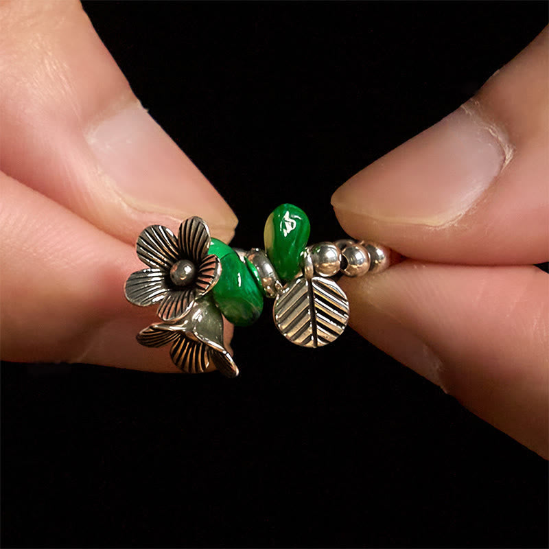 Floral Patterned Copper Alloy Elastic Rope Ring