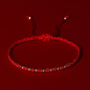 925 Sterling Silver Plated Gold Beads Red String Braided Protection Bracelet