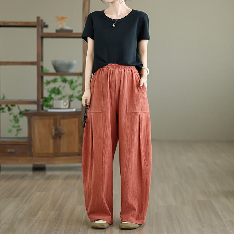 Tactile Cotton Linen Straight-Leg Meditation Pants