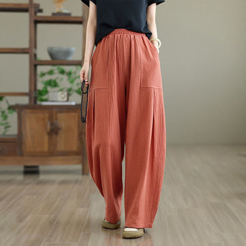 Tactile Cotton Linen Straight-Leg Meditation Pants