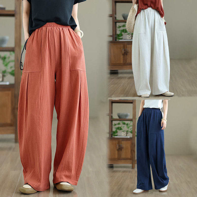 Tactile Cotton Linen Straight-Leg Meditation Pants