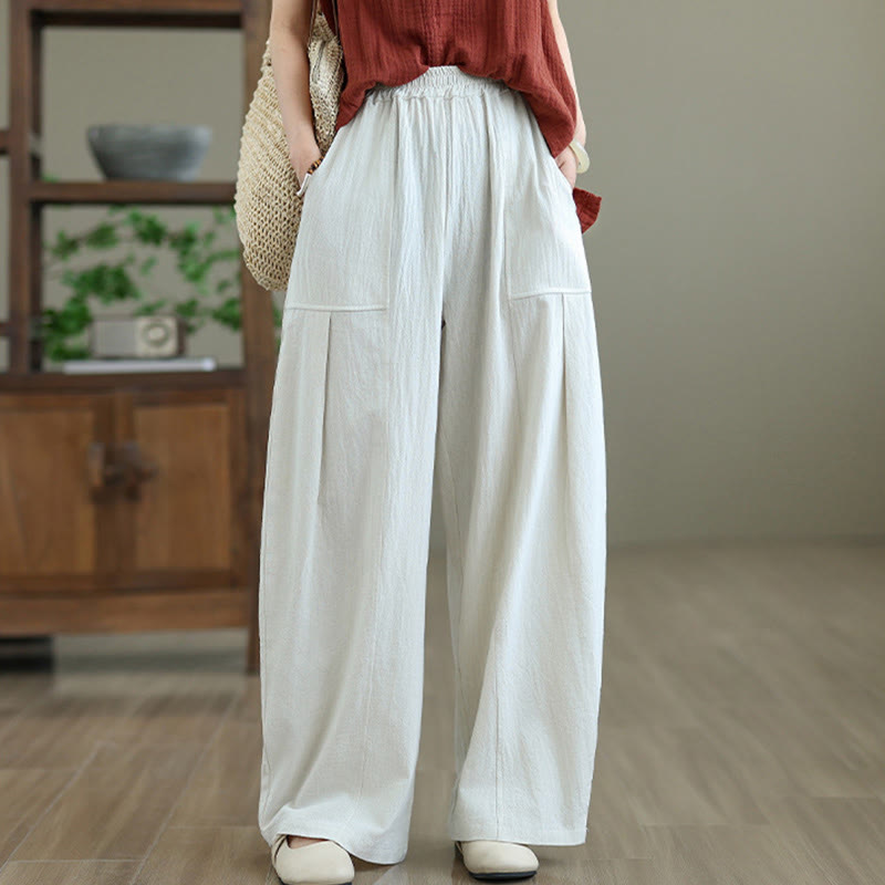 Tactile Cotton Linen Straight-Leg Meditation Pants