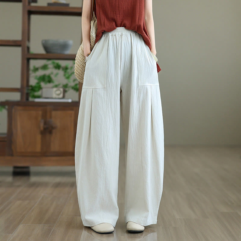 Tactile Cotton Linen Straight-Leg Meditation Pants