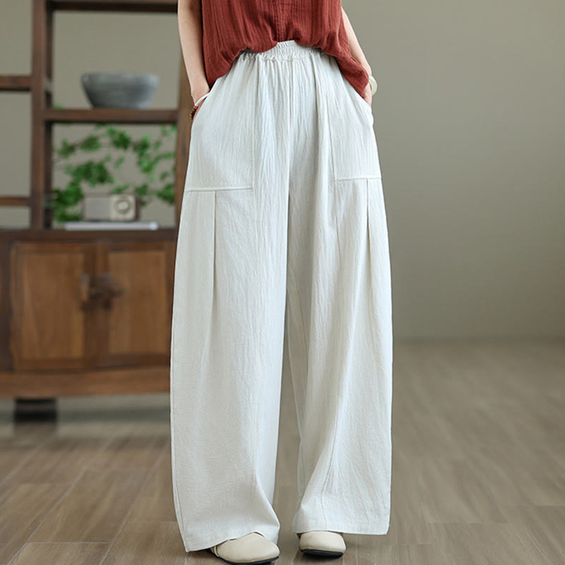 Tactile Cotton Linen Straight-Leg Meditation Pants