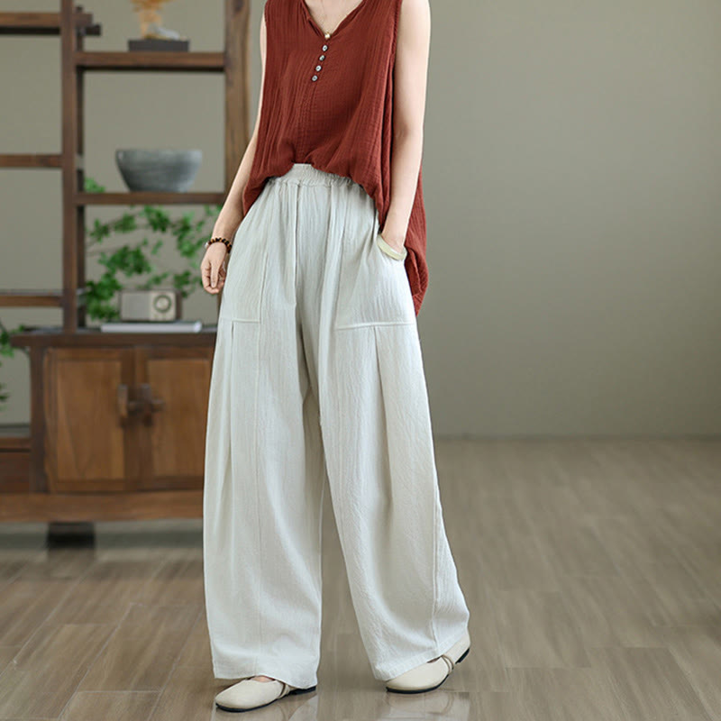 Tactile Cotton Linen Straight-Leg Meditation Pants