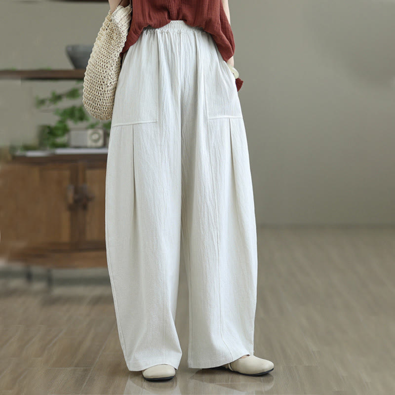 Tactile Cotton Linen Straight-Leg Meditation Pants