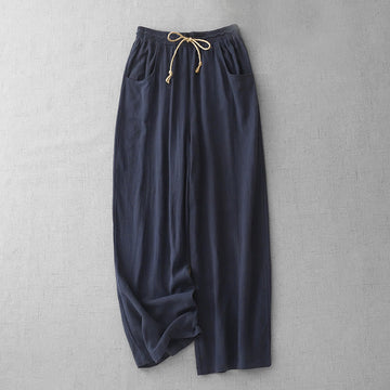 Breathable Cotton Straight-Leg Meditation Pants