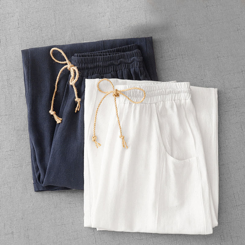 Breathable Cotton Straight-Leg Meditation Pants