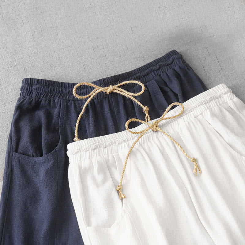Breathable Cotton Straight-Leg Meditation Pants