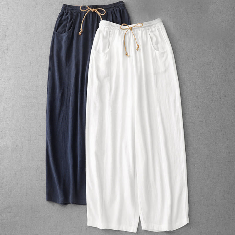 Breathable Cotton Straight-Leg Meditation Pants