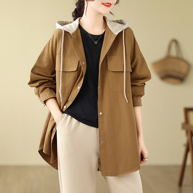 Breathable Cotton Linen Hooded Jacket for Mindful Daily Wear