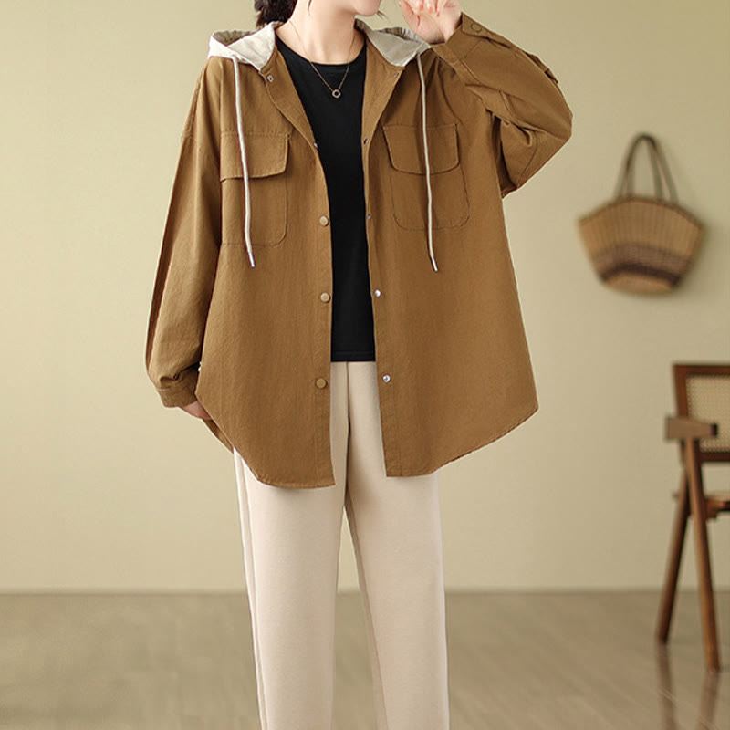 Breathable Cotton Linen Hooded Jacket for Mindful Daily Wear