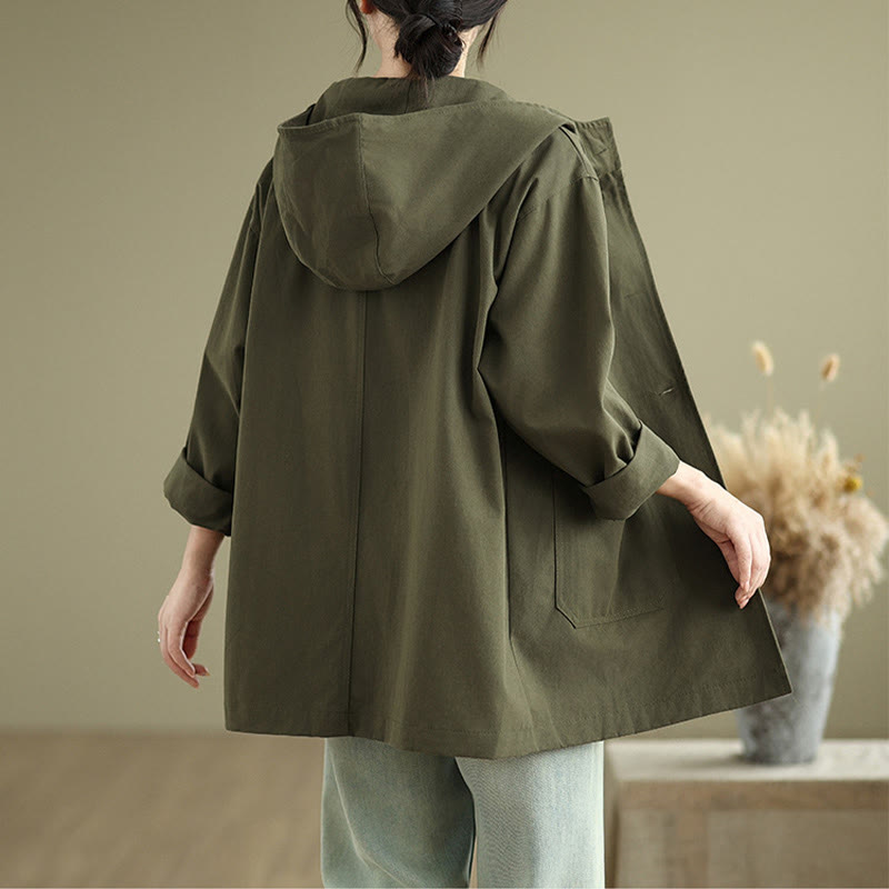 Cotton Linen Hooded Utility Jacket for Mindful Daily Wear