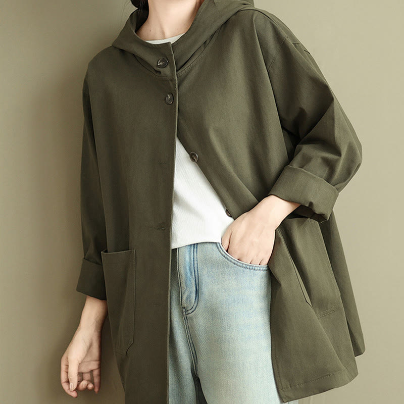 Cotton Linen Hooded Utility Jacket for Mindful Daily Wear