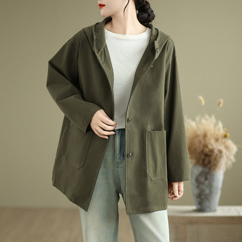 Cotton Linen Hooded Utility Jacket for Mindful Daily Wear