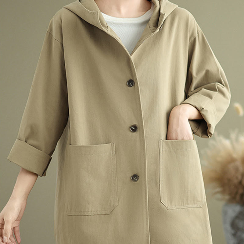 Cotton Linen Hooded Utility Jacket for Mindful Daily Wear