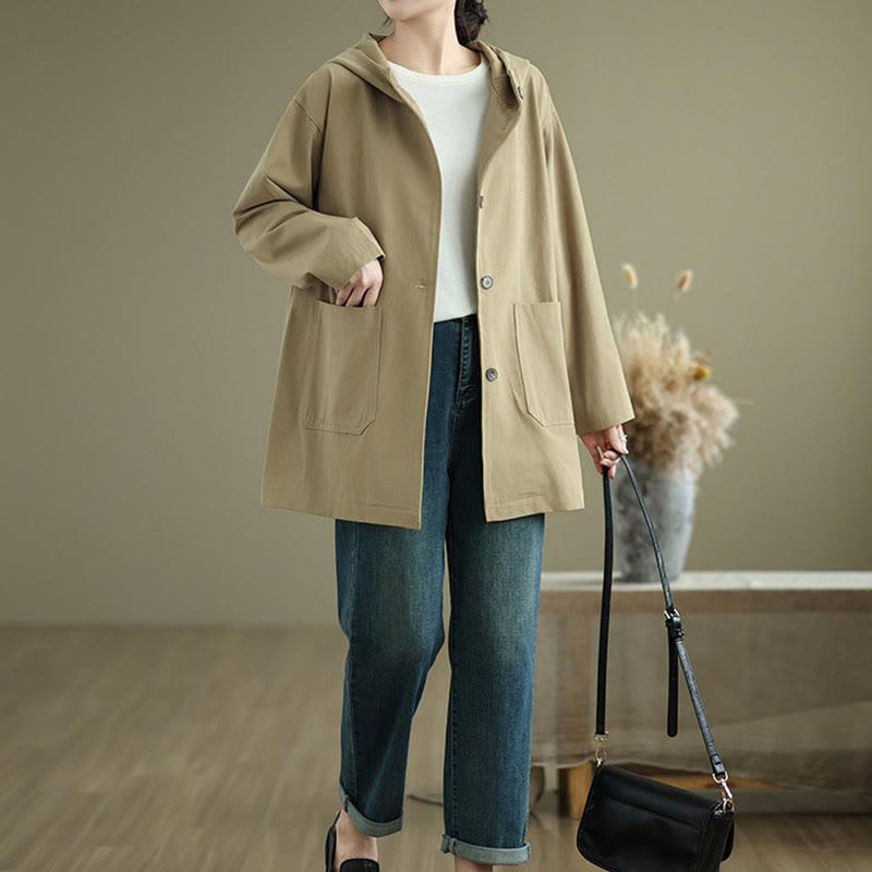 Cotton Linen Hooded Utility Jacket for Mindful Daily Wear
