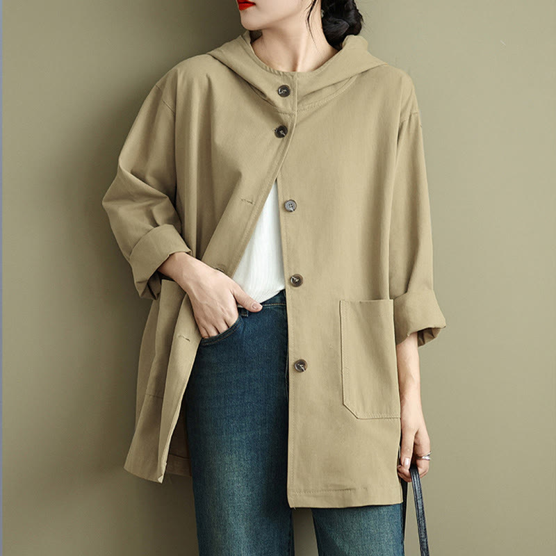 Cotton Linen Hooded Utility Jacket for Mindful Daily Wear
